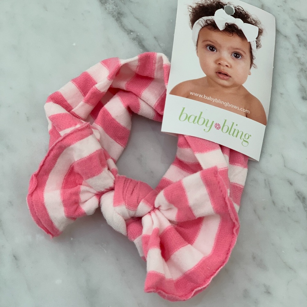 Baby Bling Patterned Knot Pink/White Stripe